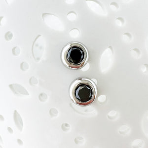 Luxurious Bezel Set Black Diamond White Gold Studs