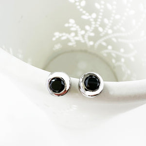 Luxurious Bezel Set Black Diamond White Gold Studs