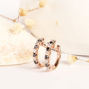 Luxurious Half Eternity Black and White Diamond Rose Gold Huggie Earrings