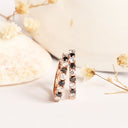 Luxurious Half Eternity Black and White Diamond Rose Gold Huggie Earrings