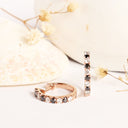 Luxurious Half Eternity Black and White Diamond Rose Gold Huggie Earrings