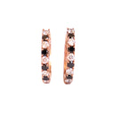 Luxurious Half Eternity Black and White Diamond Rose Gold Huggie Earrings