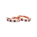 Luxurious Half Eternity Black and White Diamond Rose Gold Huggie Earrings