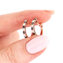 Luxurious Half Eternity Black and White Diamond Rose Gold Huggie Earrings