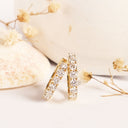 Luxurious Half Eternity White Diamond Yellow Gold Huggie Earrings