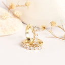 Luxurious Half Eternity White Diamond Yellow Gold Huggie Earrings