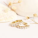 Luxurious Half Eternity White Diamond Yellow Gold Huggie Earrings