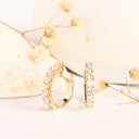 Luxurious Half Eternity White Diamond Yellow Gold Huggie Earrings