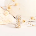 Luxurious Half Eternity White Diamond Yellow Gold Huggie Earrings