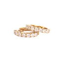 Luxurious Half Eternity White Diamond Yellow Gold Huggie Earrings