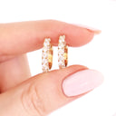 Luxurious Half Eternity White Diamond Yellow Gold Huggie Earrings