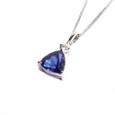 Luxuriously Faceted Trilliant Cut Tanzanite And Diamond Accent White Gold Pendant