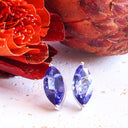 Magnificent Marquise Cut Tanzanite White Gold Earrings
