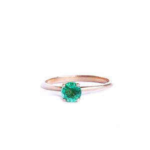 Majestic Raised Four Claw Rose Gold Emerald Ring