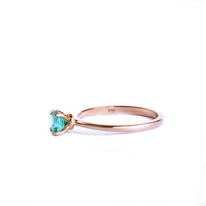 Majestic Raised Four Claw Rose Gold Emerald Ring