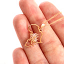 Map of Africa Rose Gold Protea Pendant