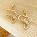 Protea Africa Yellow Gold Drop Earrings