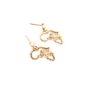 Map of Africa Yellow Gold Protea Drop Earrings