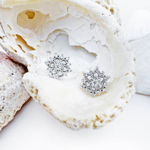 Mesmerising Mandala Inspired White Diamond Studs