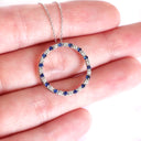 Mesmerising Sapphire and Diamond Halo White Gold Pendant