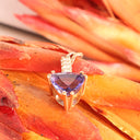 Mesmerising Trilliant Cut Tanzanite And Diamond Bale Rose Gold Pendant