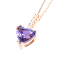 Mesmerising Trilliant Cut Tanzanite And Diamond Bale Rose Gold Pendant