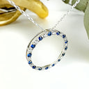 Mesmerizing Sapphire and Diamond Halo White Gold Pendant