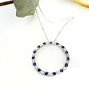 Mesmerizing Sapphire and Diamond Halo White Gold Pendant