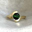 Molten Hot Round Cut Yellow Gold Green Tourmaline Ring