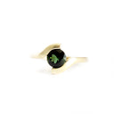 Molten Hot Round Cut Yellow Gold Green Tourmaline Ring