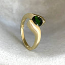 Molten Hot Round Cut Yellow Gold Green Tourmaline Ring