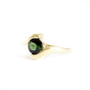 Molten Hot Round Cut Yellow Gold Green Tourmaline Ring