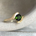 Molten Hot Round Cut Yellow Gold Green Tourmaline Ring