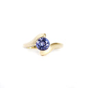 Molten Hot Round Cut Yellow Gold Tanzanite Ring