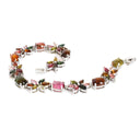 Multi-Stone Floral Inspired Tourmaline Silver Bracelet