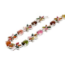 Multi-Stone Floral Inspired Tourmaline Silver Bracelet