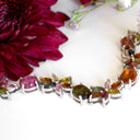 Multi-Stone Floral Inspired Tourmaline Silver Bracelet