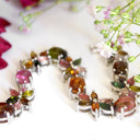 Multi-Stone Floral Inspired Tourmaline Silver Bracelet