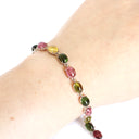 Multi-Stone Four Claw Set Tourmaline Oval Cut Silver Bracelet
