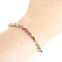 Multi-Stone Four Claw Set Tourmaline Pear Cut Silver Bracelet