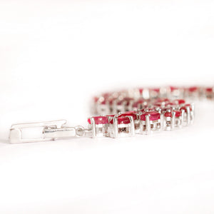 Multi-Stone Marquise Cut Ruby Silver Bracelet