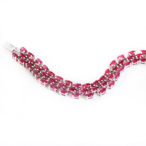 Multi-Stone Marquise Cut Ruby Silver Bracelet