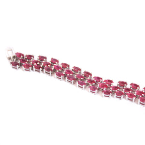 Multi-Stone Marquise Cut Ruby Silver Bracelet