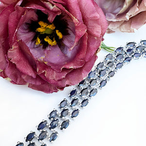 Multi-Stone Marquise Cut Sapphire Silver Bracelet