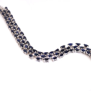 Multi-Stone Marquise Cut Sapphire Silver Bracelet