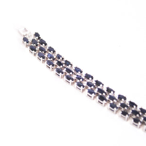 Multi-Stone Marquise Cut Sapphire Silver Bracelet