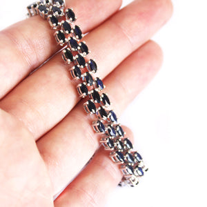 Multi-Stone Marquise Cut Sapphire Silver Bracelet