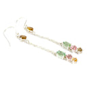 Multi-Stone Mixed Cut Tourmaline Silver Drop Earrings