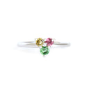 Multi-Stone Triangular Set Round Cut Tourmaline Silver Ring