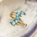 Multiple Blue Topaz Pear Cut yellow Gold Ring